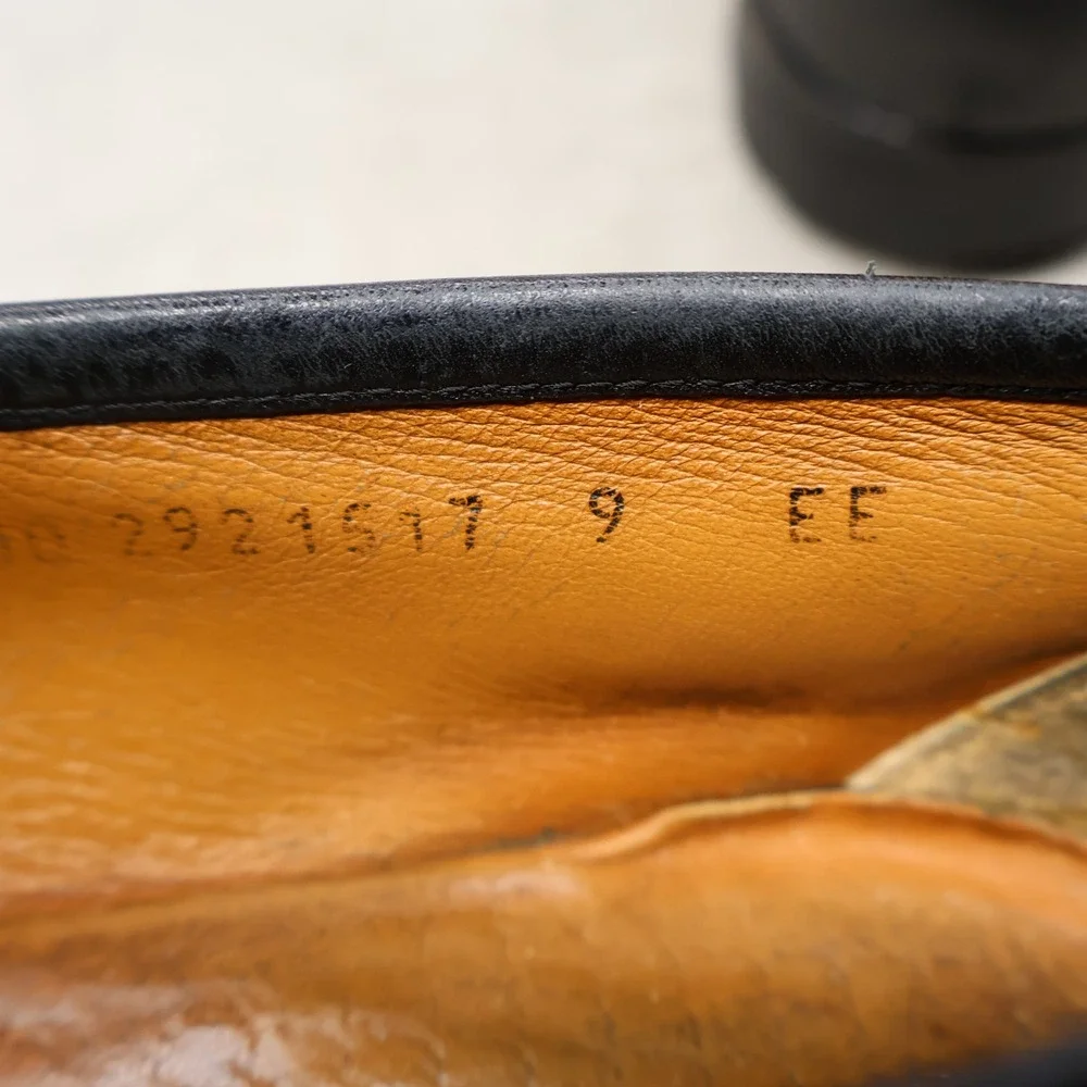 Salvatore Ferragamo Men 9EE Loafers BLK Gancini Leather Slip On Dress Casual VTG